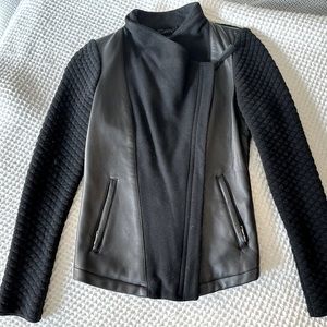 Mackage Shyla Leather Panel Wool Motorcycle Jacket (black)